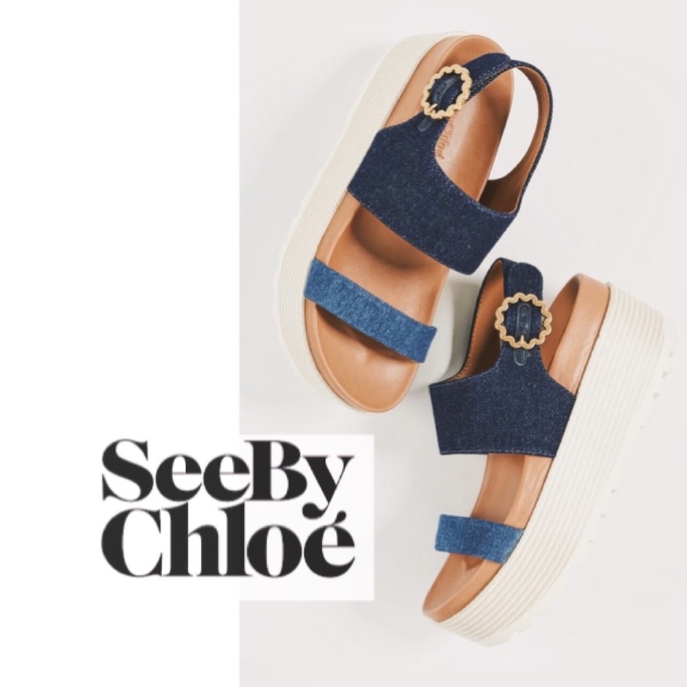 See by Chloe Jenna Denim Platform Sandals